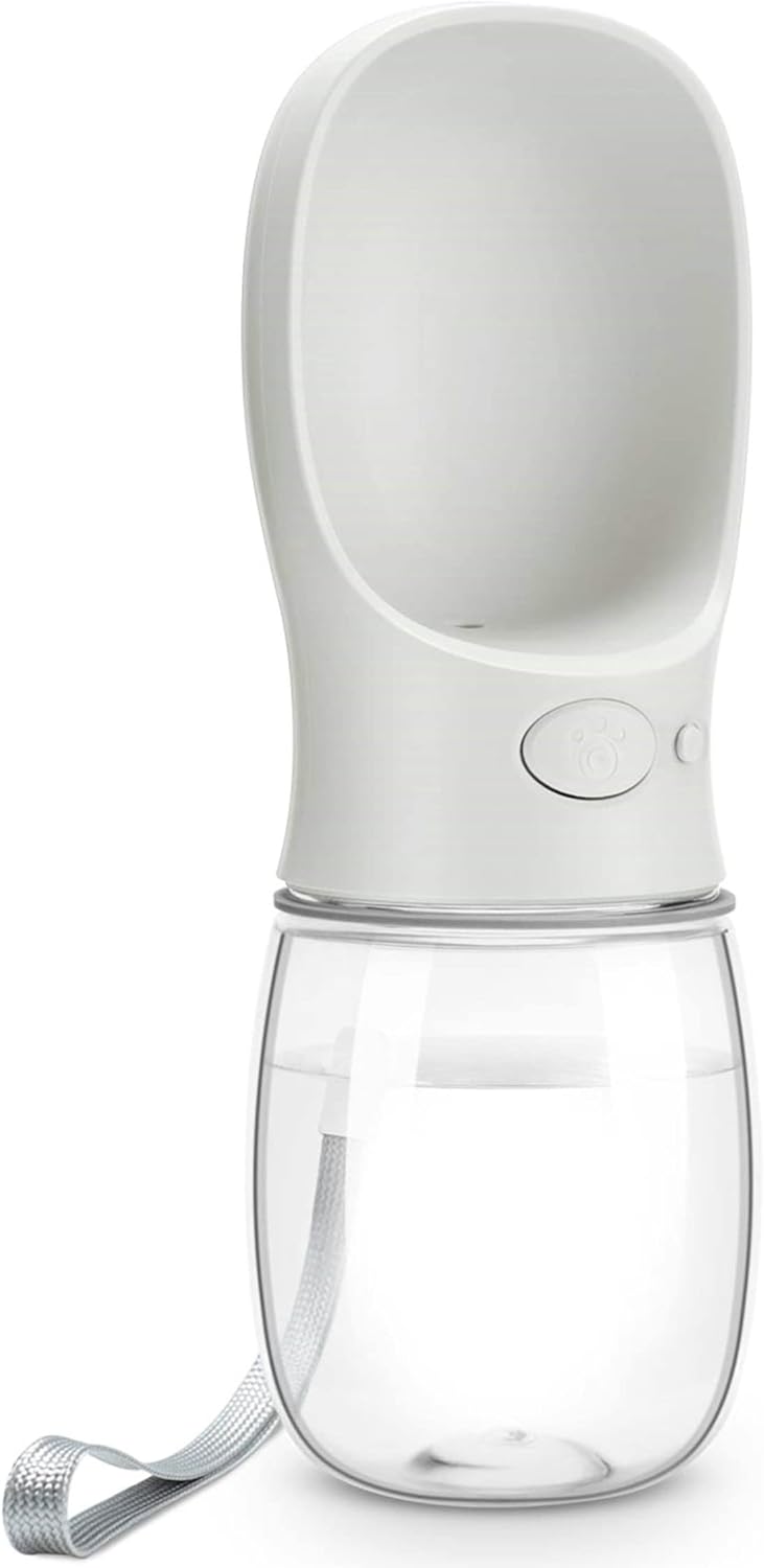 Dog Water Bottle, Leak Proof Portable Pet Water Bottles for Dogs, Puppy Water Dispenser with Drinking Feeder for Travel (Milk White 12Oz)