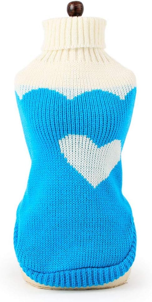 Pet Dog Sweaters Classic Knitwear Turtleneck Winter Warm Puppy Clothing Cute Strawberry and Heart Doggie Sweater (Sky Blue, Xx-Small)
