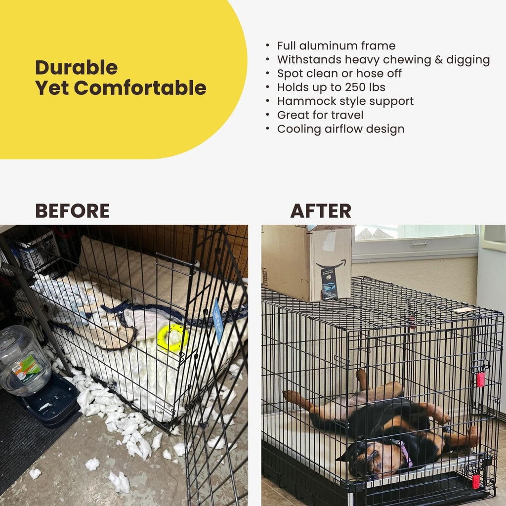 Chew Proof Elevated Cooling Dog Bed - Made for Aggressive Chewers, Virtually Indestructible, Ripstop Fabric with No Padding, Pre-Assembled - Small, Seasonal (Old) Black