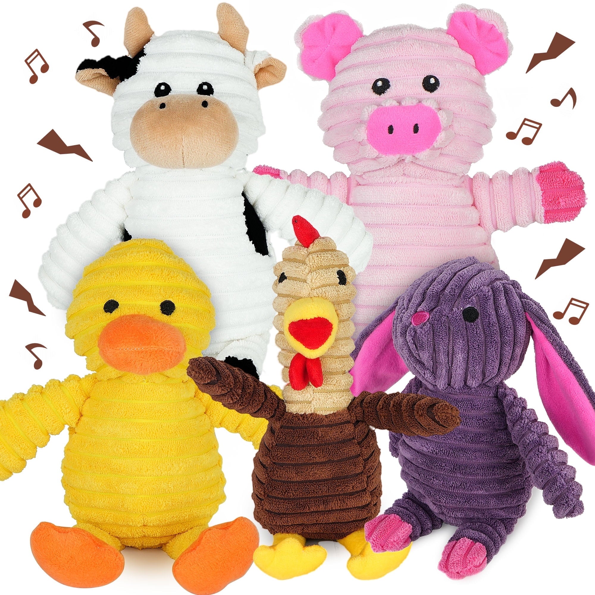 Dog Toys, 5 Pack, Squeaky Plush Dog Chew Toys Gift for Small Medium Large Dogs, Puppy